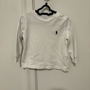 Ralph Lauren White Cotton Jersey Long-Sleeve Tee. 9 Months.